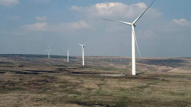 Wind turbines at Scout Moor on the South Pennine moors between Rochdale and Rossendale